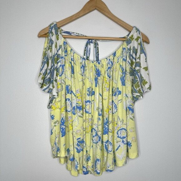 Free People Butter Yellow Floral Top Size S - Picture 1 of 12